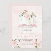 少しカボチャ秋のピンクのベビーシャワーの招待状 招待状 (正面/裏面)