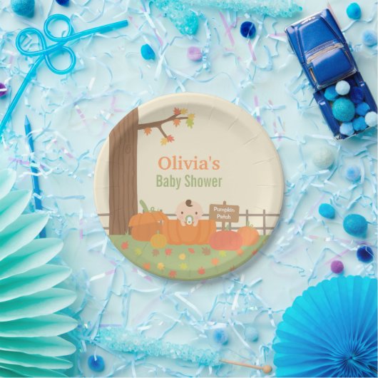 少しカボチャ秋のベビーシャワーのパーティーのプレート ペーパープレート (パーティー)