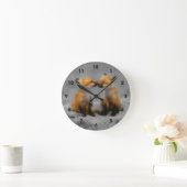 少しキツネ愛 ラウンド壁時計 (ホーム)