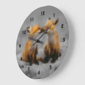 少しキツネ愛 ラージ壁時計 (傾斜)