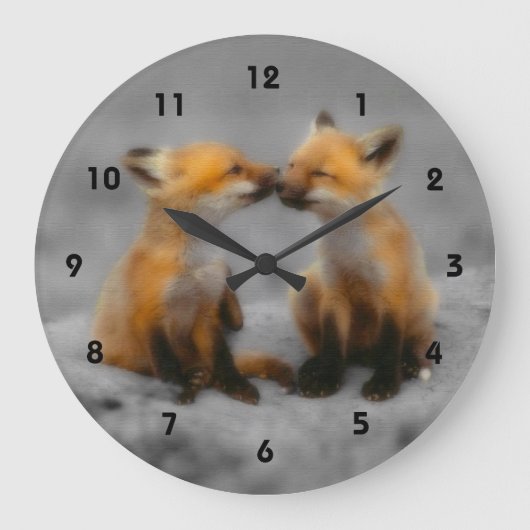 少しキツネ愛 ラージ壁時計 (正面)