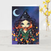 "少しキャンデーの魔法使い"の挨拶状 カード (黄色い花)