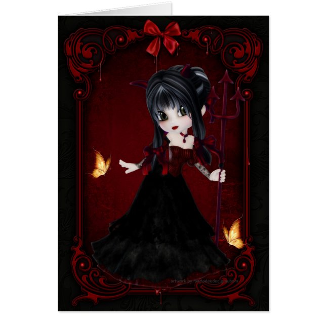 少しクッキーの悪魔の女の子のデザイン1のカード (正面)