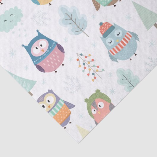 少しクリスマスのフェスティバルのフクロウ 薄葉紙 (詳細)