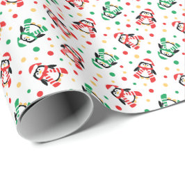 少しクリスマスのペンギンのかわいい子供 ラッピングペーパー