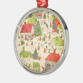 少しクリスマスの村 メタルオーナメント (左)