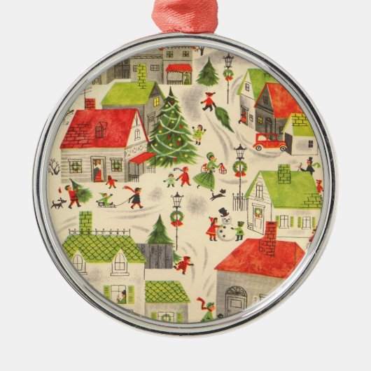 少しクリスマスの村 メタルオーナメント (正面)