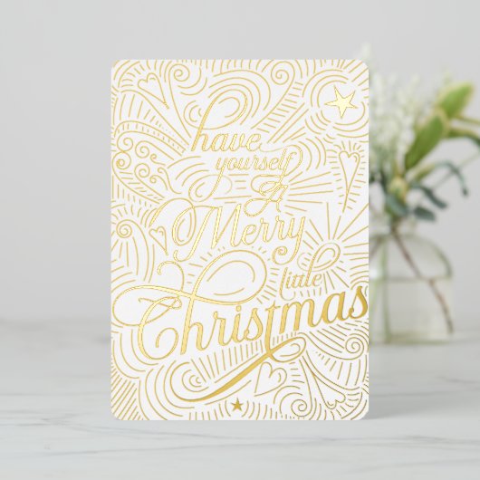 少しクリスマスメリーを過ごす図解入りの、写真付きの 箔招待状 (立ち正面)