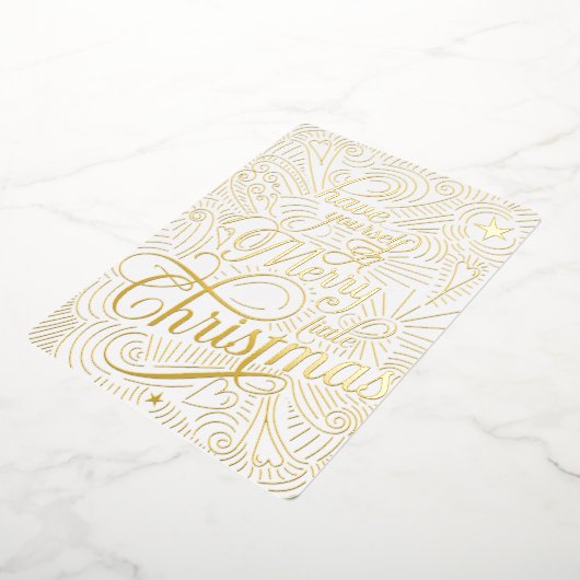 少しクリスマスメリーを過ごす図解入りの、写真付きの 箔招待状 (回転した状態)