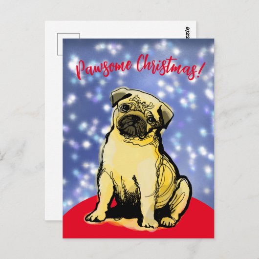 少しパグを入れた退屈なクリスマス!ポストカード ポストカード (正面/裏面)