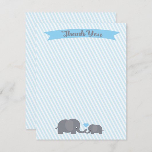 少しピーナツ象はノート感謝していしています サンキューカード (正面/裏面)