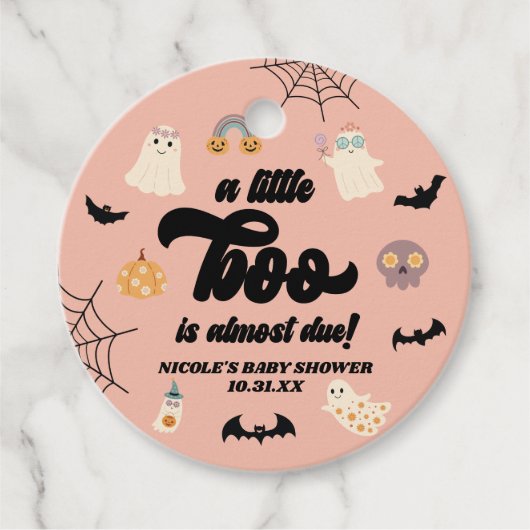 少しブーが来たぞ!ハロウィーンの赤ちゃんシャワー フェイバータグ (正面)