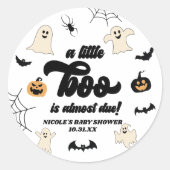 少しブーが来たぞ！ハロウィーンの赤ちゃんシャワー ラウンドシール (正面)