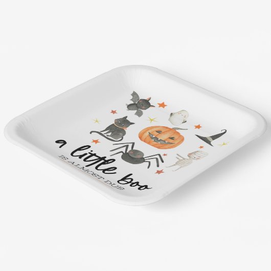 少しブーが来たぞ!赤ちゃんシャワーハロウィーン ペーパープレート (傾斜あり)