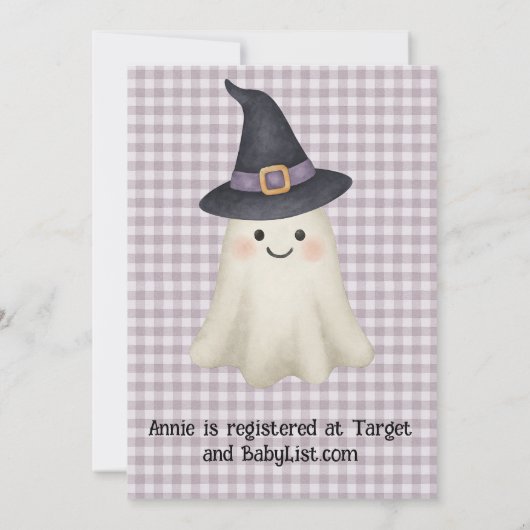 少しブーが来たばかりだ | ハロウィーンの赤ちゃんシャワー 招待状 (裏面)