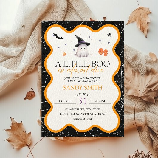 少しブーはほとんどハロウィーンの赤ちゃんシャワー 招待状