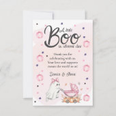 少しブーはほとんどピンクの赤ちゃんシャワー サンキューカード (正面)