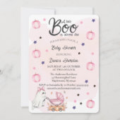 少しブーはほとんどピンクの赤ちゃんシャワー 招待状 (正面)