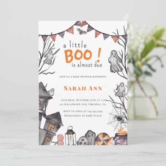 少しブーはほとんど幽霊赤ちゃんシャワー 招待状