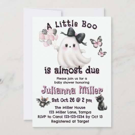 少しブーはほとんど期限が来ている – ハロウィーンの赤ちゃんシャワー シーズンカード (正面)