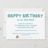 少しブーイングくまの第2誕生日のパーティの招待状 招待状 (裏面)