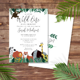 少しワイルドなサファリ動物ベイビーシャワー 招待状