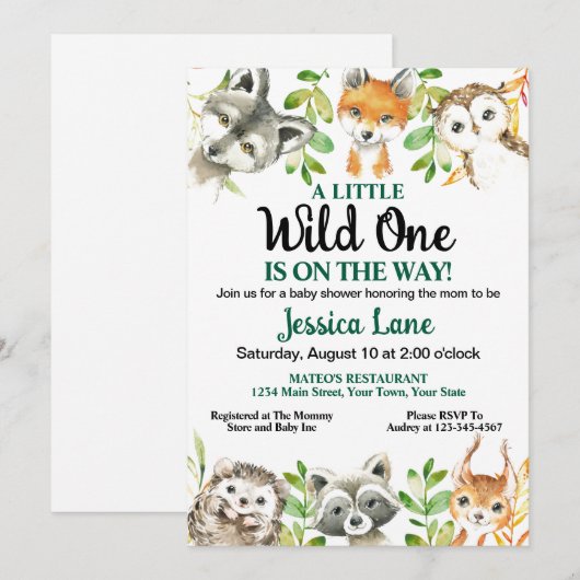 少しワイルドな赤ちゃんの歓迎会 招待状 (正面/裏面)