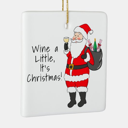 少しワインそれクリスマスサンタホワイトワイン セラミックオーナメント (右)