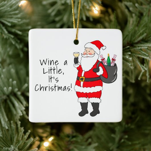 少しワインそれクリスマスサンタホワイトワイン セラミックオーナメント (ツリー)