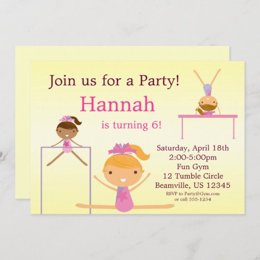 少し倒れかけた体育専門家の誕生日のパーティの招待状 招待状 (正面/裏面)