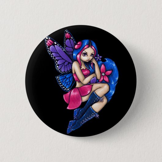 "少し内気な"ボタン 缶バッジ (正面)