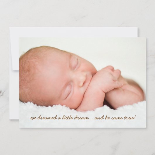 少し夢の2つの写真のモダンな誕生の発表 案内状 (裏面)