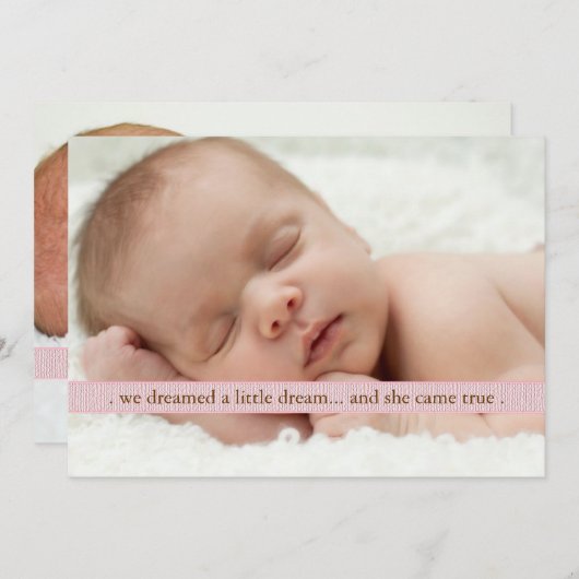 少し夢の2つの写真のモダンな誕生の発表 案内状 (正面/裏面)