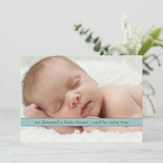 少し夢の2つの写真のモダンな誕生の発表 案内状 (スタンド正面)