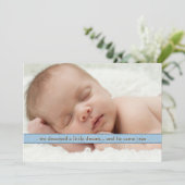 少し夢の2つの写真のモダンな誕生の発表 案内状 (スタンド正面)