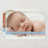 少し夢の2つの写真のモダンな誕生の発表 案内状 (正面/裏面)