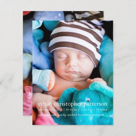 少し夢の2つの写真のモダンな誕生の発表 案内状 (正面/裏面)