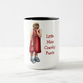 少し失敗の不機嫌なズボン: ふくれっ面をする女の子: パステル調の芸術 マグカップ (中央)