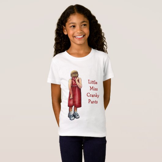 少し失敗の不機嫌なズボン: ふくれっ面をする女の子: パステル調の芸術 Tシャツ (正面フル)