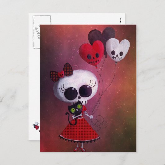 少し失敗の死のバレンタインの女の子 シーズンポストカード