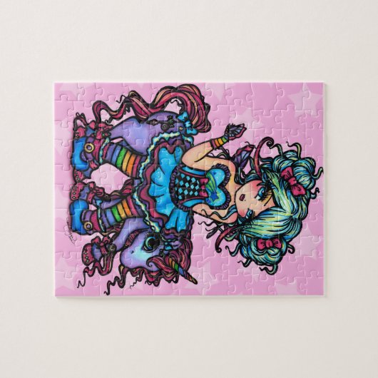 少し失敗Deelishの妖精のユニコーンのファンタジー ジグソーパズル (横)