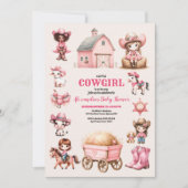 少し女性のカーボーイが行く!ロデオ赤ちゃんシャワー 招待状 (正面)
