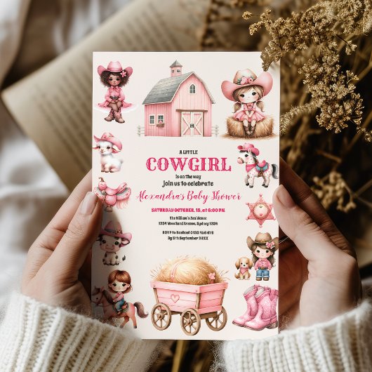 少し女性のカーボーイが行く!ロデオ赤ちゃんシャワー 招待状