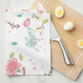 少し小鳥のピンクおよび青くお洒落なガーリー キッチンタオル (四つ折り)