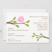 少し小鳥の女の赤ちゃんのシャワーの招待状 招待状 (正面)