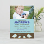 少し小鳥の男の子の青い誕生会 招待状 (スタンド正面)