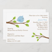 少し小鳥の男の赤ちゃんのシャワーの招待状 招待状 (正面/裏面)