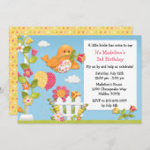 少し小鳥の誕生日のパーティの招待状 招待状 (正面/裏面)