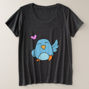 少し小鳥 プラスサイズTシャツ