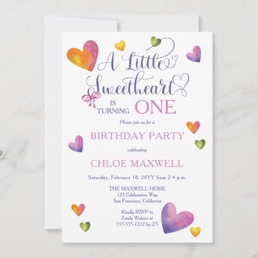 少し恋人が誕生日パーティーを開いている 招待状 (正面)